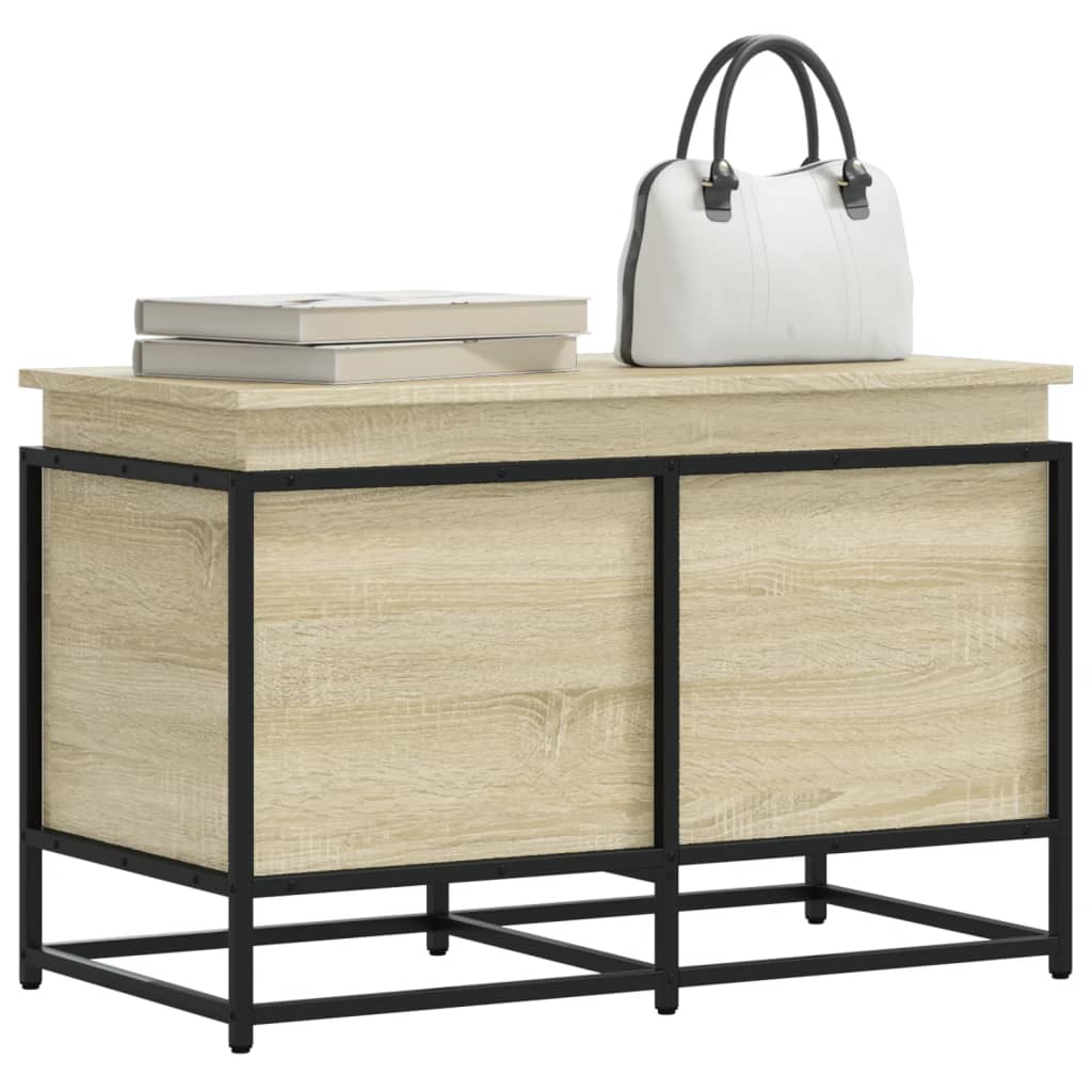 Opbergbox met deksel 80x40x51,5 cm bewerkt hout sonoma eiken - AllerleiShop