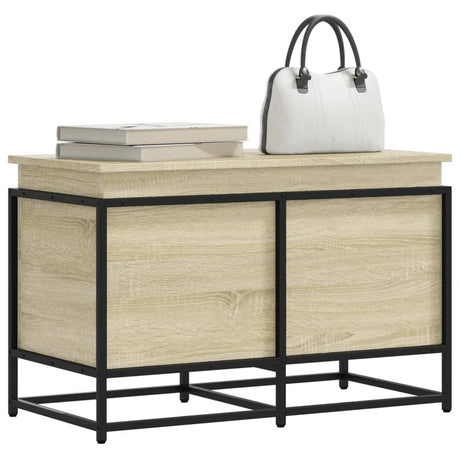 Opbergbox met deksel 80x40x51,5 cm bewerkt hout sonoma eiken - AllerleiShop