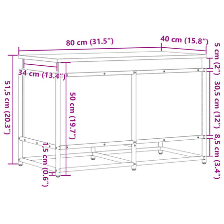 Opbergbox met deksel 80x40x51,5 cm bewerkt hout bruin eiken - AllerleiShop