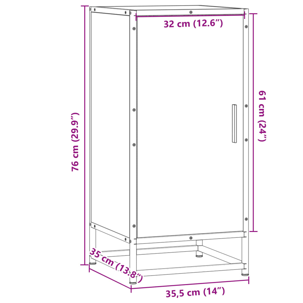 Dressoir 35,5x35x76 cm bewerkt hout en metaal zwart - AllerleiShop