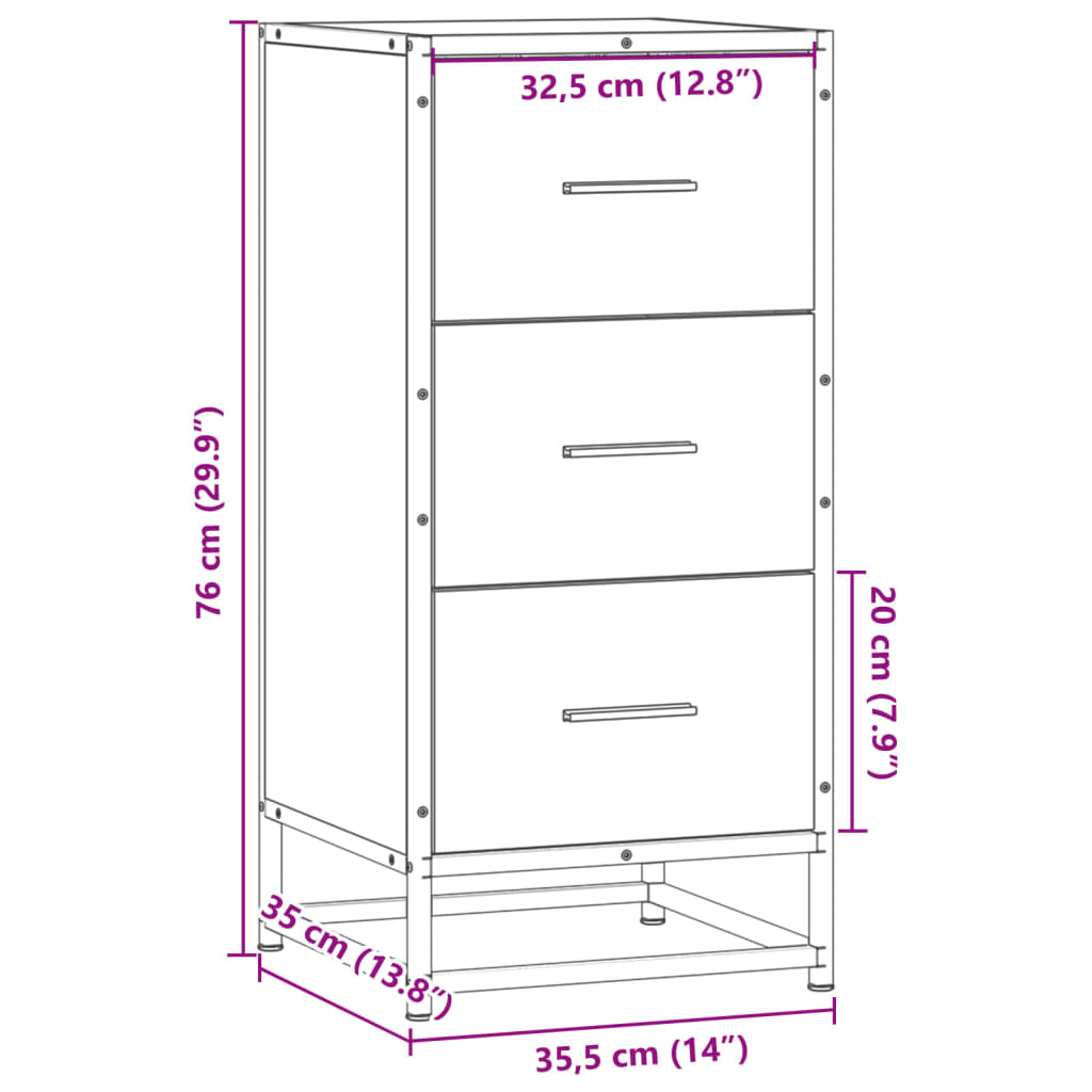 Dressoir 35,5x35x76 cm bewerkt hout en metaal zwart - AllerleiShop