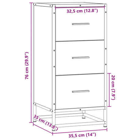 Dressoir 35,5x35x76 cm bewerkt hout en metaal grijs sonoma - AllerleiShop