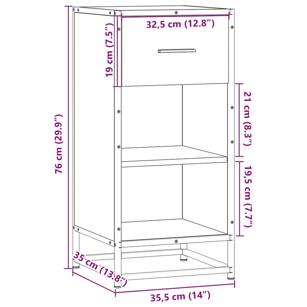 Dressoir 35,5x35x76 cm bewerkt hout en metaal zwart - AllerleiShop