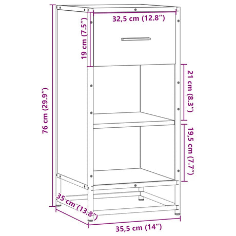 Dressoir 35,5x35x76 cm bewerkt hout en metaal sonoma eikenkleur - AllerleiShop