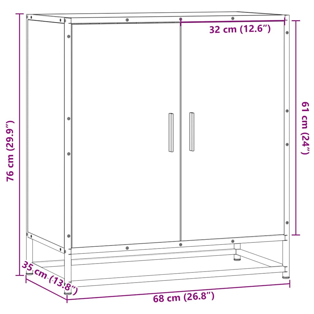 Dressoir 68x35x76 cm bewerkt hout en metaal sonoma eikenkleur - AllerleiShop