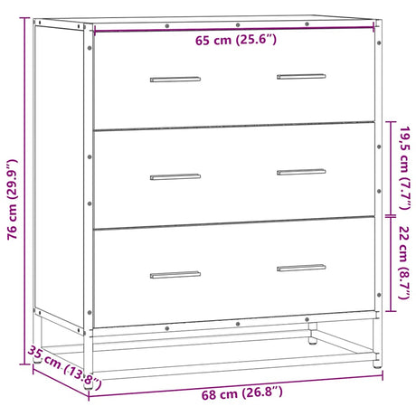 Dressoir 68x35x76 cm bewerkt hout en metaal zwart - AllerleiShop