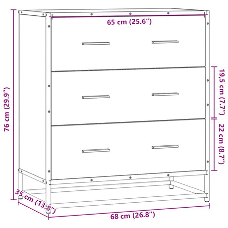 Dressoir 68x35x76 cm bewerkt hout en metaal gerookt eiken - AllerleiShop