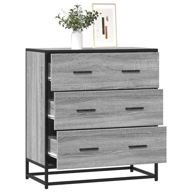 Dressoir 68x35x76 cm bewerkt hout en metaal grijs sonoma - AllerleiShop