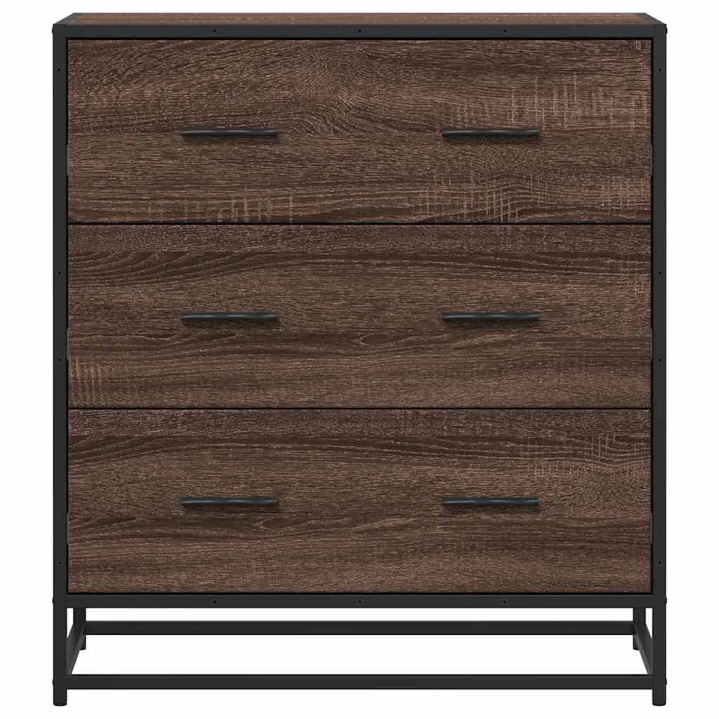 Dressoir 68x35x76 cm bewerkt hout en metaal bruin eikenkleur - AllerleiShop