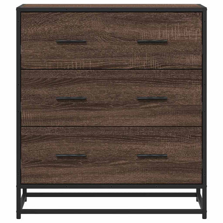 Dressoir 68x35x76 cm bewerkt hout en metaal bruin eikenkleur - AllerleiShop