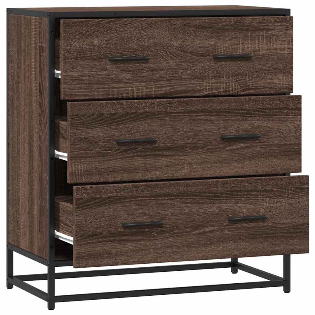 Dressoir 68x35x76 cm bewerkt hout en metaal bruin eikenkleur - AllerleiShop