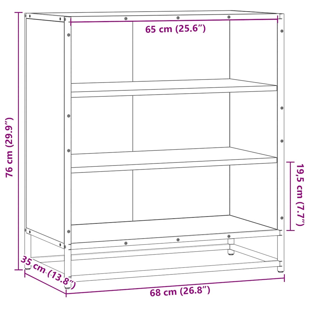 Dressoir 68x35x76 cm bewerkt hout en metaal bruin eikenkleur - AllerleiShop