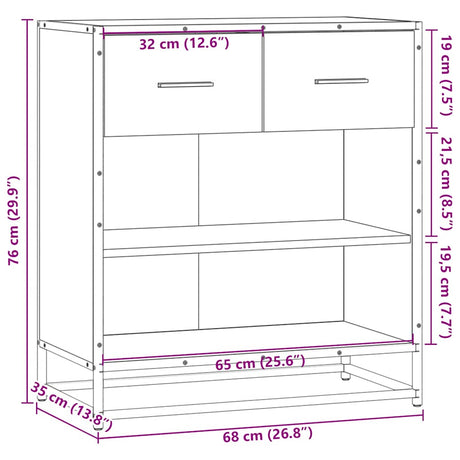 Dressoir 68x35x76 cm bewerkt hout bruin eikenkleur - AllerleiShop