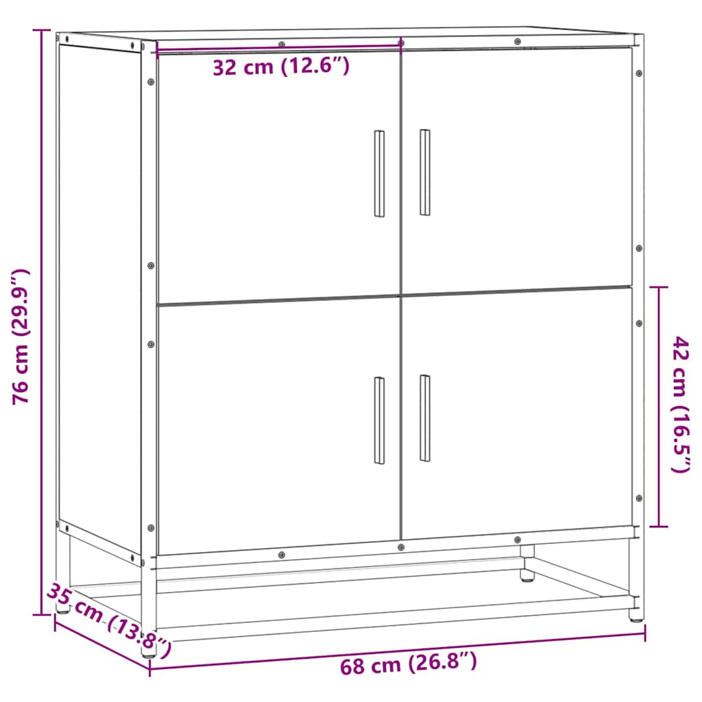 Dressoir 68x35x76 cm bewerkt hout zwart - AllerleiShop