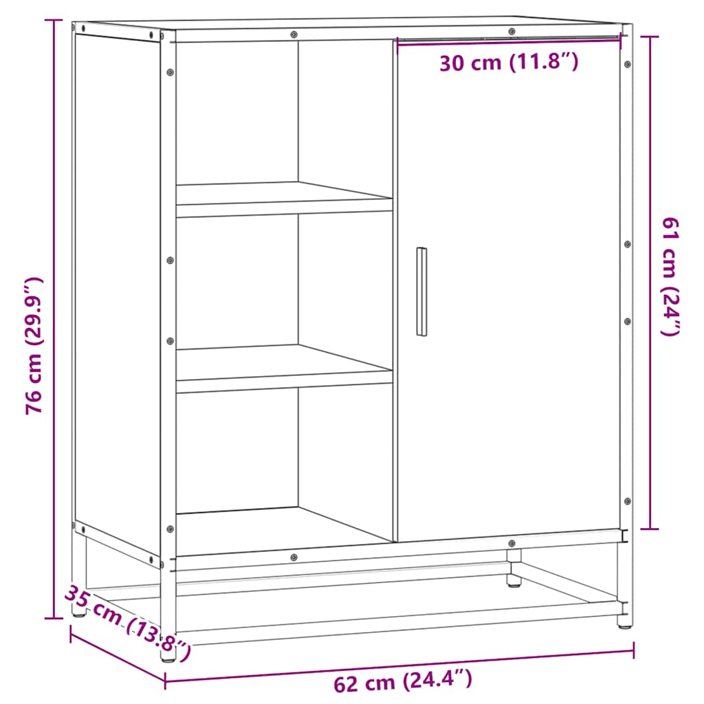 Dressoir 62x35x76 cm bewerkt hout zwart - AllerleiShop