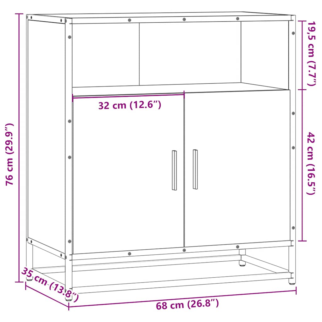 Dressoir 68x35x76 cm bewerkt hout zwart - AllerleiShop