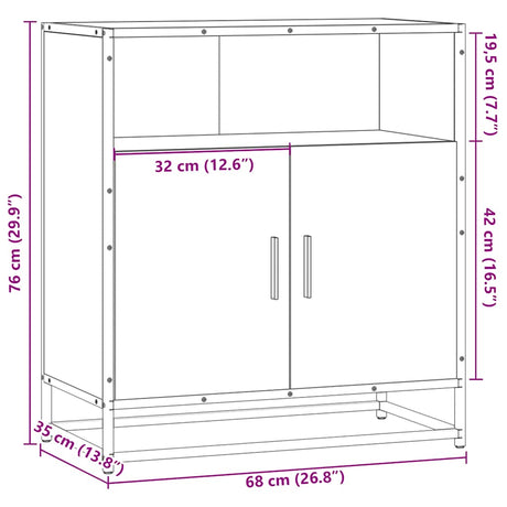 Dressoir 68x35x76 cm bewerkt hout sonoma eikenkleurig - AllerleiShop