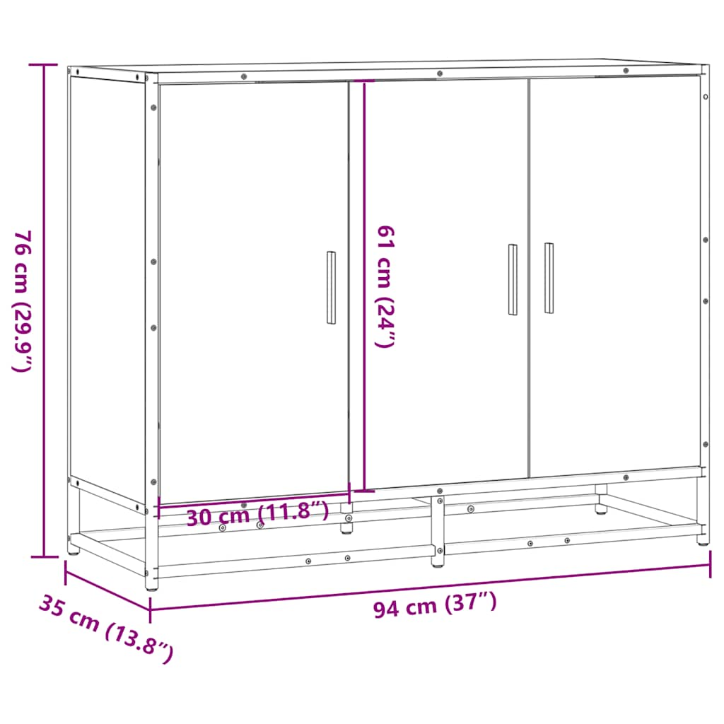 Dressoir 94x35x76 cm bewerkt hout zwart - AllerleiShop