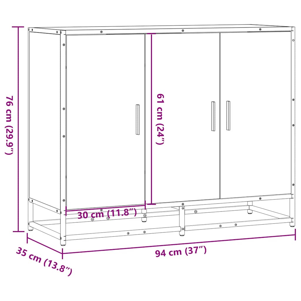 Dressoir 94x35x76 cm bewerkt hout sonoma eikenkleurig - AllerleiShop