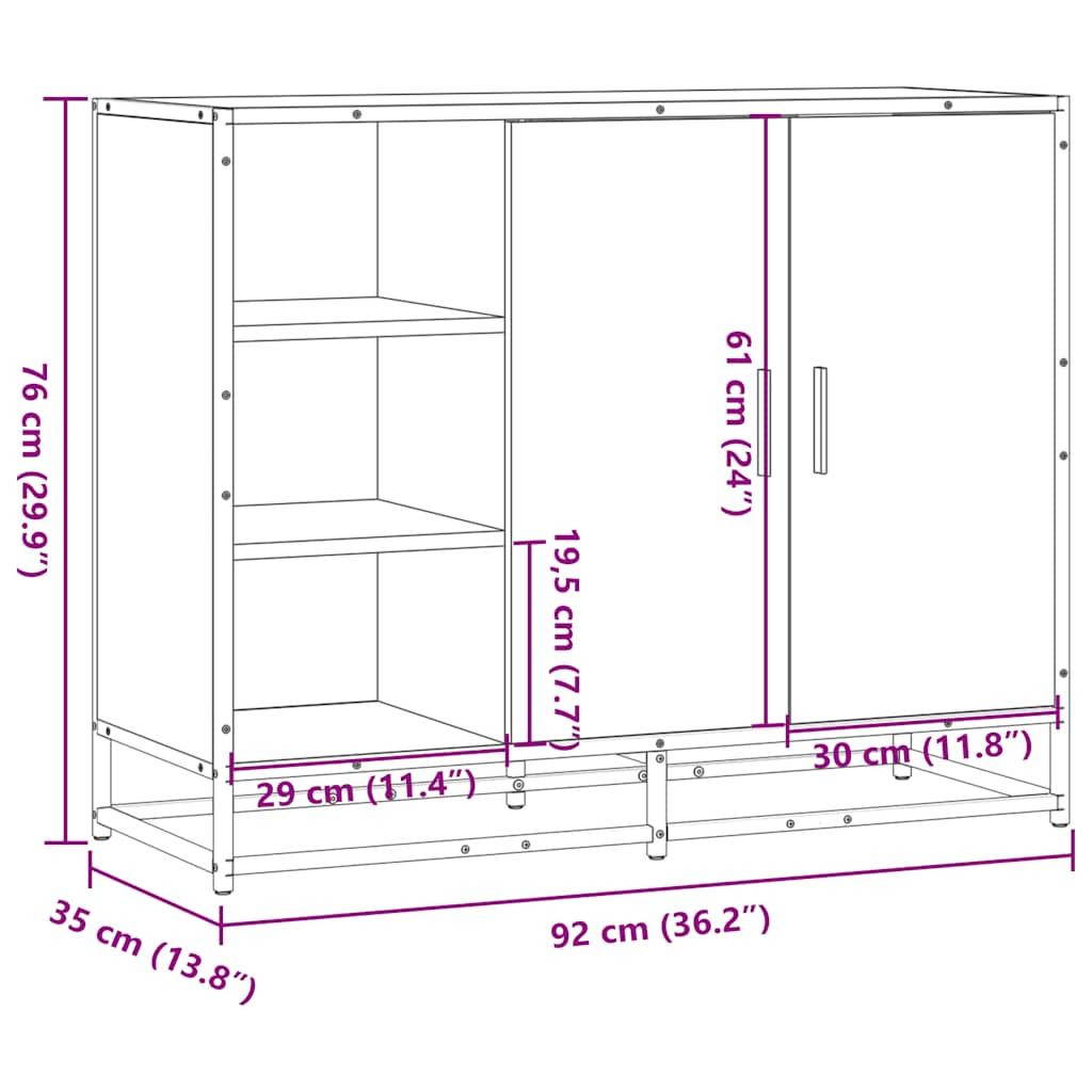 Dressoir 92x35x76 cm bewerkt hout zwart - AllerleiShop