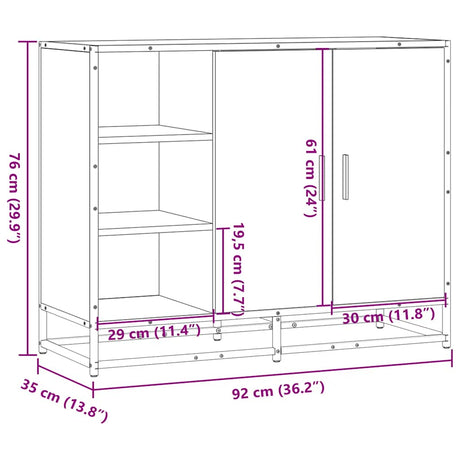 Dressoir 92x35x76 cm bewerkt hout grijs sonoma eikenkleurig - AllerleiShop