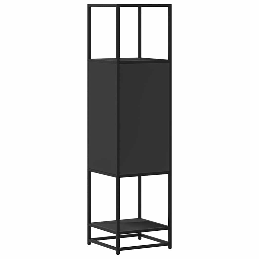 Hoge kast 35,5x35x139 cm bewerkt hout en metaal zwart - AllerleiShop