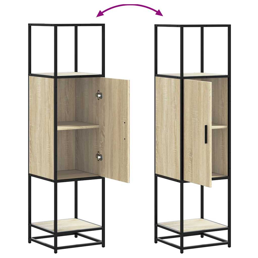 Hoge kast 35,5x35x139 cm bewerkt hout en metaal sonoma eiken - AllerleiShop