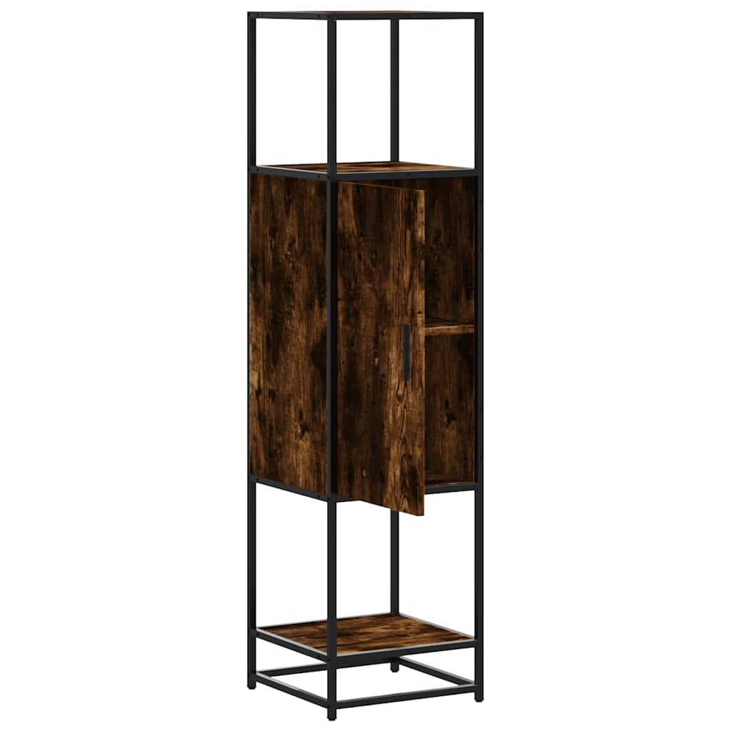 Hoge kast 35,5x35x139 cm bewerkt hout en metaal gerookt eiken - AllerleiShop