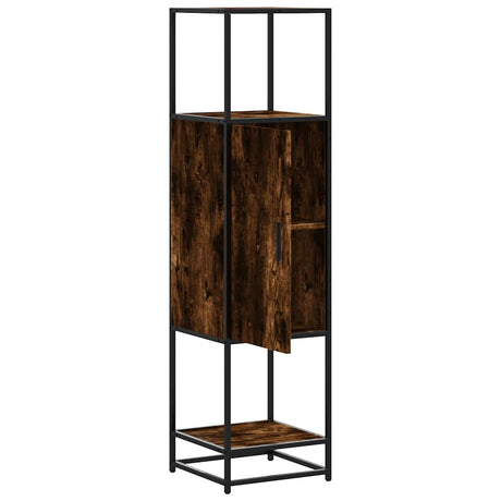 Hoge kast 35,5x35x139 cm bewerkt hout en metaal gerookt eiken - AllerleiShop