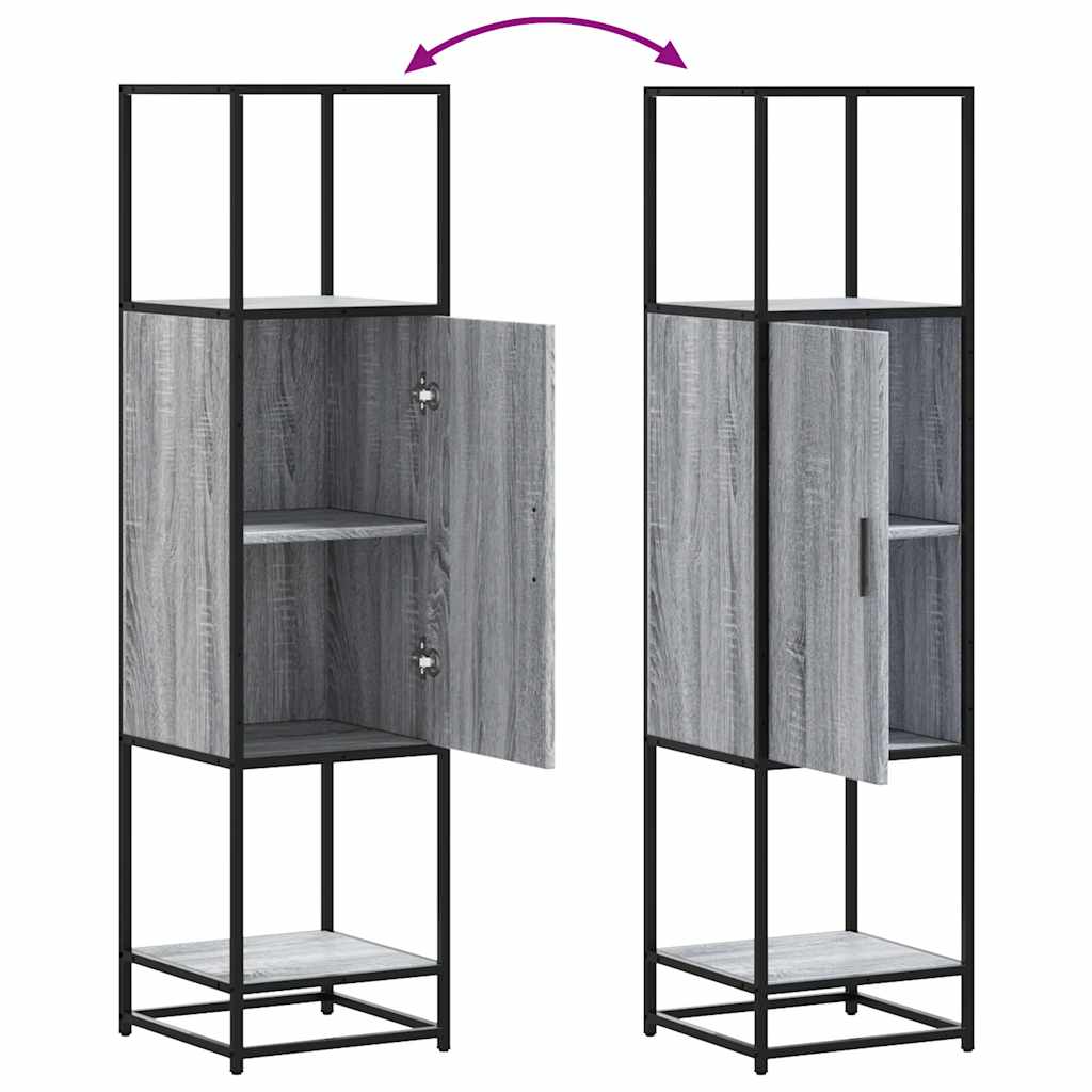 Hoge kast 35,5x35x139 cm bewerkt hout en metaal grijs sonoma - AllerleiShop