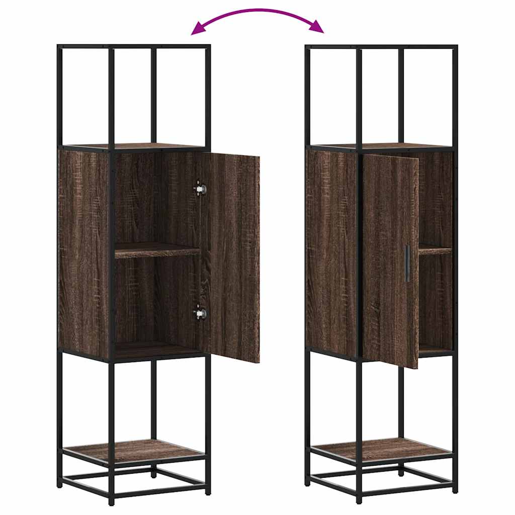 Hoge kast 35,5x35x139 cm bewerkt hout en metaal bruin eiken - AllerleiShop