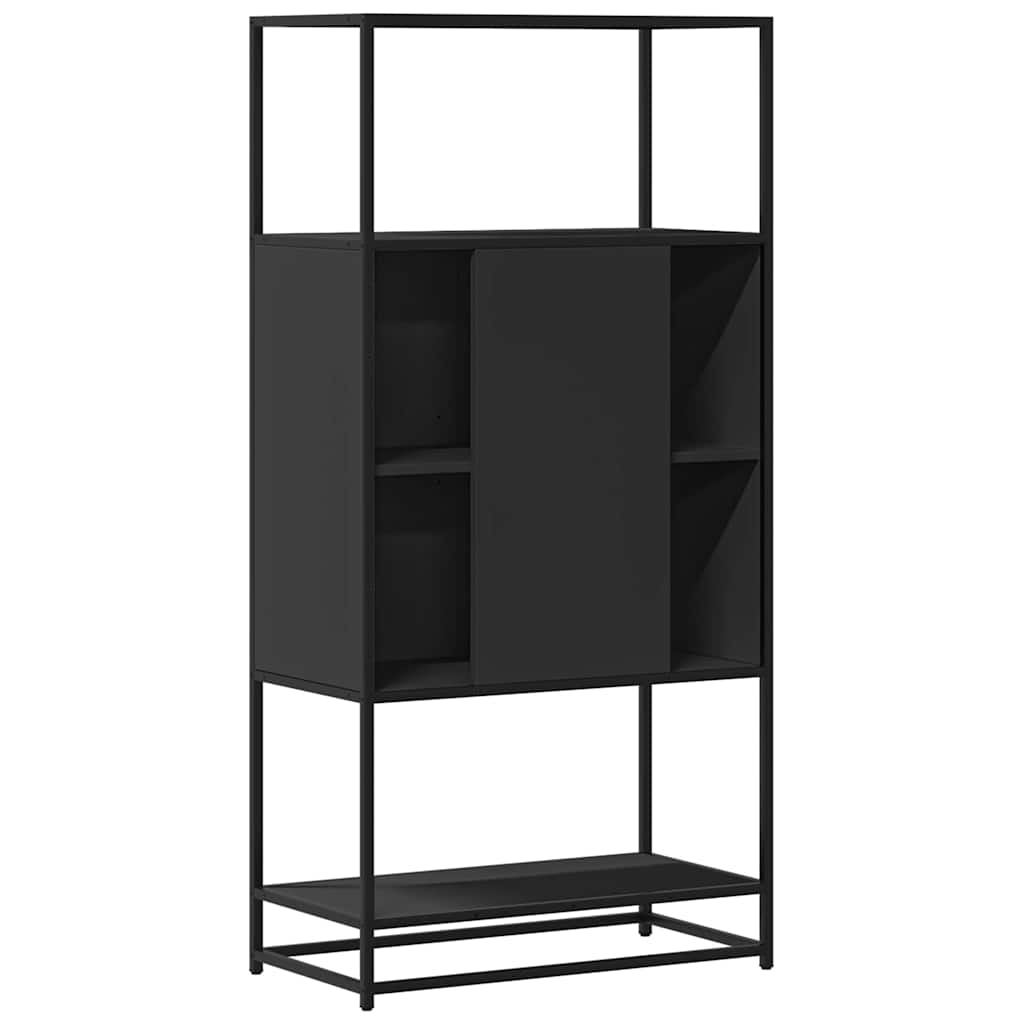 Hoge kast 68x35x139 cm bewerkt hout en metaal zwart - AllerleiShop