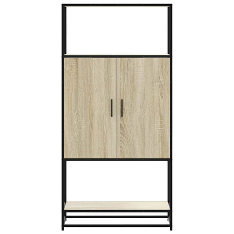 Hoge kast 68x35x139 cm bewerkt hout en metaal sonoma eikenkleur - AllerleiShop