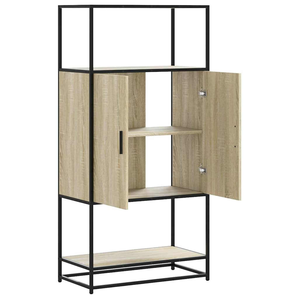 Hoge kast 68x35x139 cm bewerkt hout en metaal sonoma eikenkleur - AllerleiShop