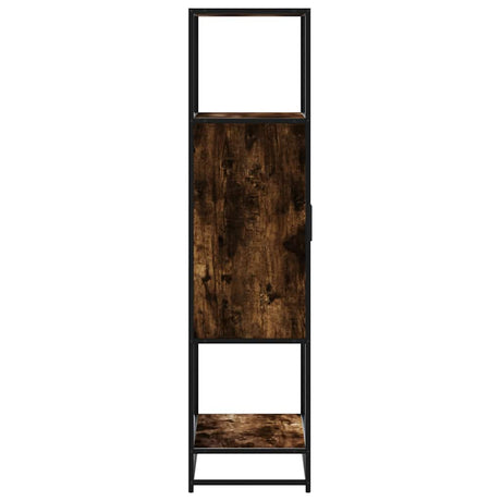 Hoge kast 68x35x139cm bewerkt hout en metaal gerookt eikenkleur - AllerleiShop