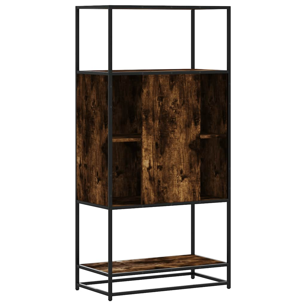 Hoge kast 68x35x139cm bewerkt hout en metaal gerookt eikenkleur - AllerleiShop