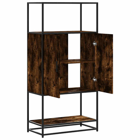 Hoge kast 68x35x139cm bewerkt hout en metaal gerookt eikenkleur - AllerleiShop