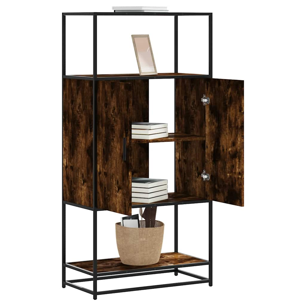 Hoge kast 68x35x139cm bewerkt hout en metaal gerookt eikenkleur - AllerleiShop