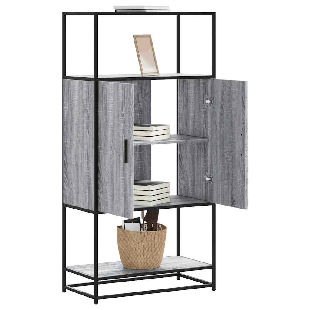 Hoge kast 68x35x139cm bewerkt hout en metaal grijs sonoma eiken - AllerleiShop