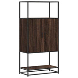 Hoge kast 68x35x139 cm bewerkt hout en metaal bruin eikenkleur - AllerleiShop