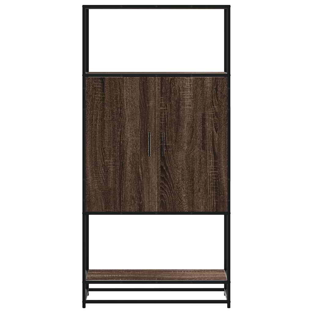 Hoge kast 68x35x139 cm bewerkt hout en metaal bruin eikenkleur - AllerleiShop