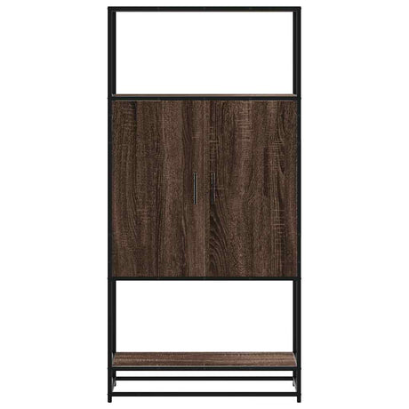 Hoge kast 68x35x139 cm bewerkt hout en metaal bruin eikenkleur - AllerleiShop