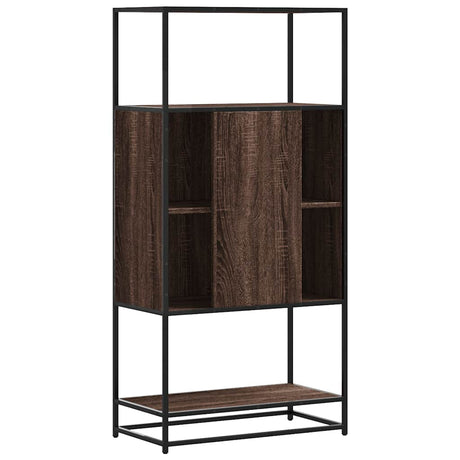 Hoge kast 68x35x139 cm bewerkt hout en metaal bruin eikenkleur - AllerleiShop