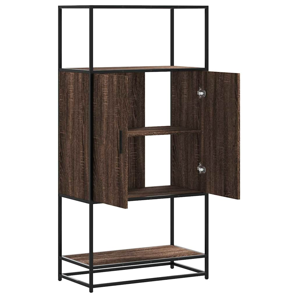 Hoge kast 68x35x139 cm bewerkt hout en metaal bruin eikenkleur - AllerleiShop