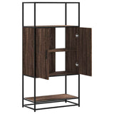 Hoge kast 68x35x139 cm bewerkt hout en metaal bruin eikenkleur - AllerleiShop