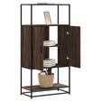 Hoge kast 68x35x139 cm bewerkt hout en metaal bruin eikenkleur - AllerleiShop