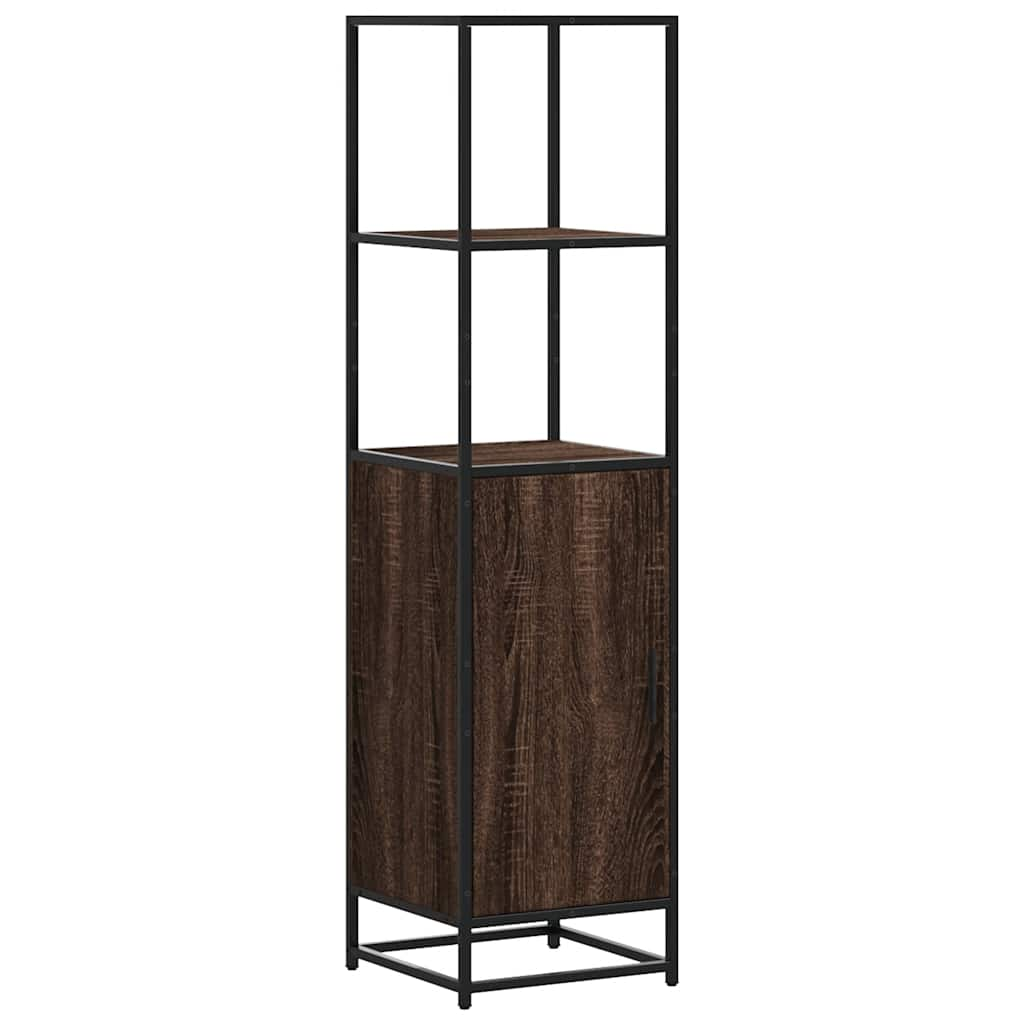 Hoge kast 35,5x35x139 cm bewerkt hout en metaal bruin eiken - AllerleiShop