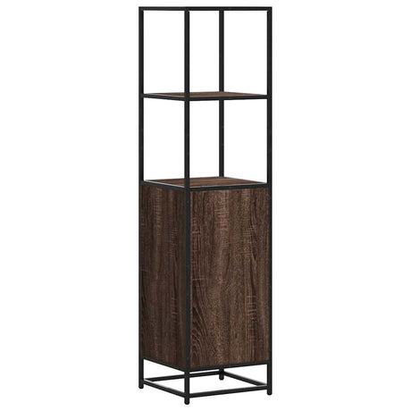 Hoge kast 35,5x35x139 cm bewerkt hout en metaal bruin eiken - AllerleiShop