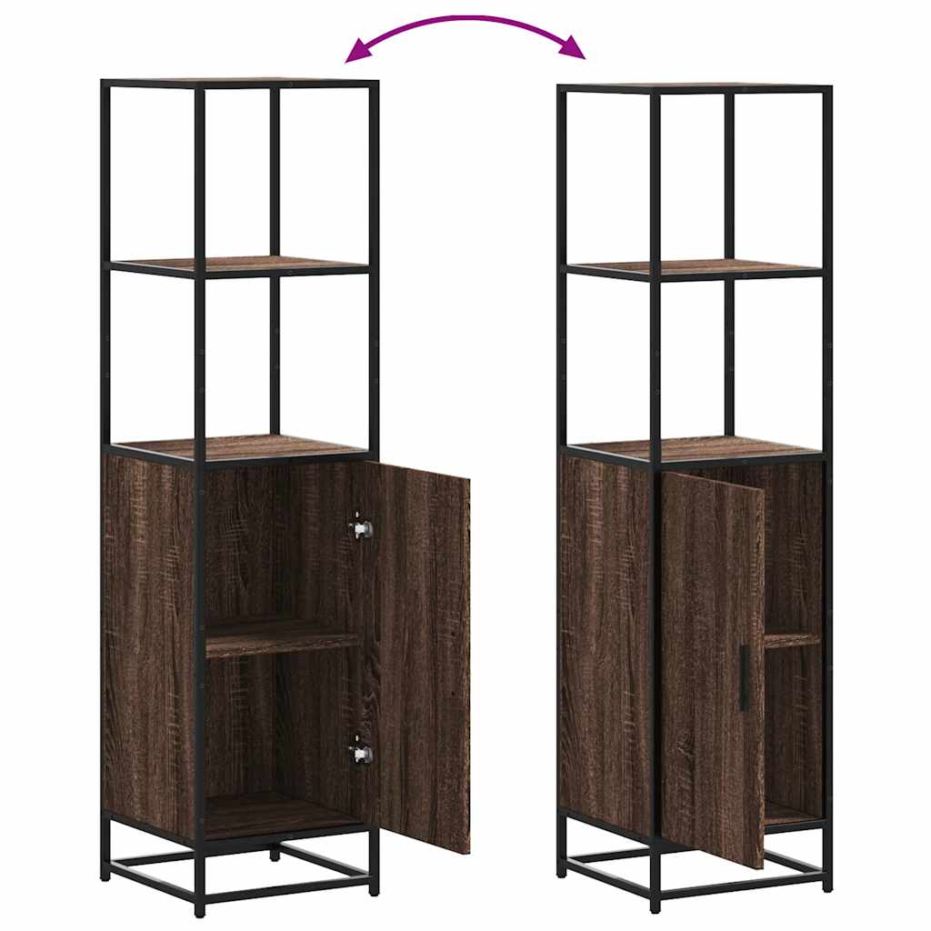 Hoge kast 35,5x35x139 cm bewerkt hout en metaal bruin eiken - AllerleiShop