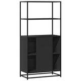 Hoge kast 68x35x139 cm bewerkt hout en metaal zwart - AllerleiShop